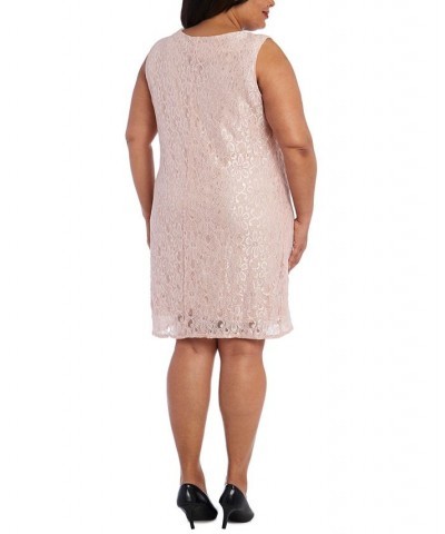 Plus Size Lace Dress & Jacket Pink $62.55 Dresses