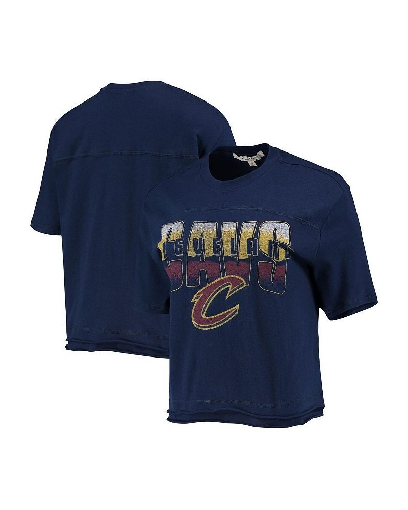 Women's Navy Cleveland Cavaliers Gradient Crop Top Navy $21.15 Tops