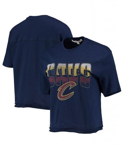 Women's Navy Cleveland Cavaliers Gradient Crop Top Navy $21.15 Tops