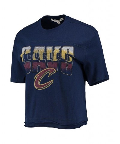 Women's Navy Cleveland Cavaliers Gradient Crop Top Navy $21.15 Tops