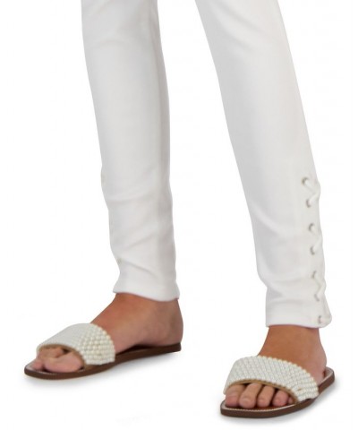 Women's High-Rise Lace-Up Hem Skinny Jeans Washed White $25.97 Jeans