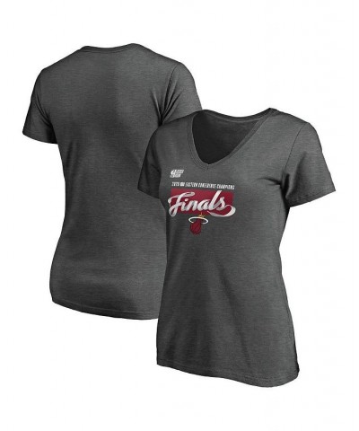 Women's Miami Heat 2020 Eastern Conference Champions Locker Room Plus Size V-Neck T-shirt Heather Charcoal $25.91 Tops