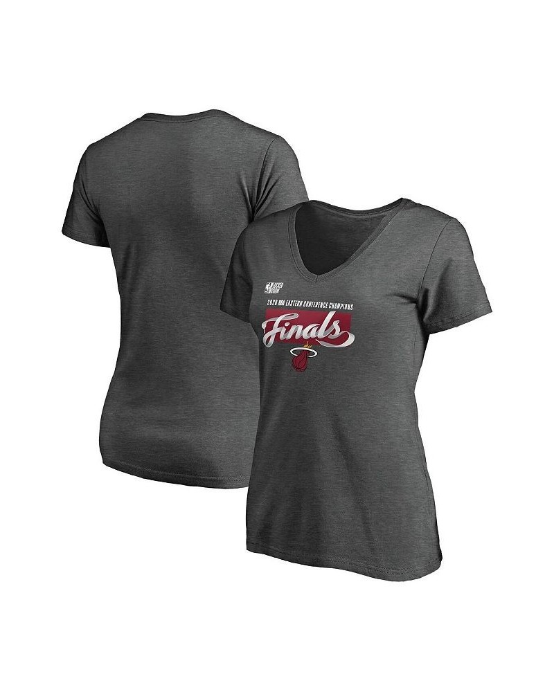 Women's Miami Heat 2020 Eastern Conference Champions Locker Room Plus Size V-Neck T-shirt Heather Charcoal $25.91 Tops