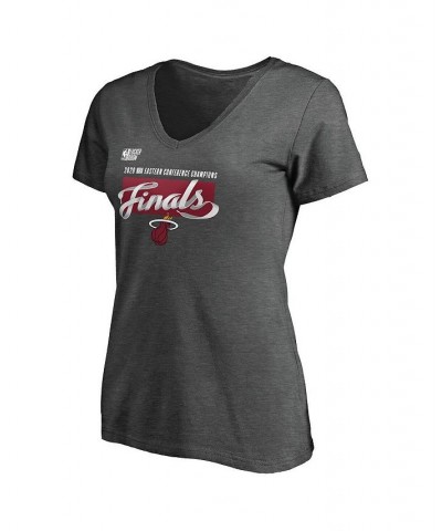 Women's Miami Heat 2020 Eastern Conference Champions Locker Room Plus Size V-Neck T-shirt Heather Charcoal $25.91 Tops