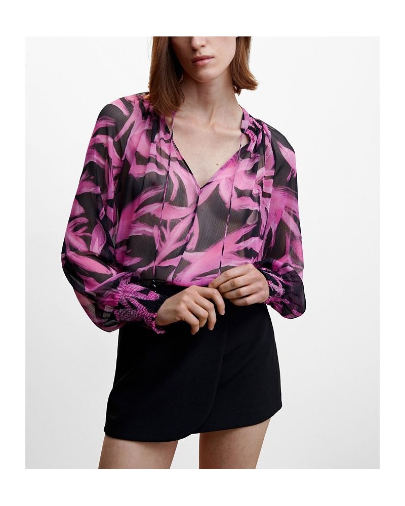 Women's Printed Chiffon Blouse Black $28.70 Tops