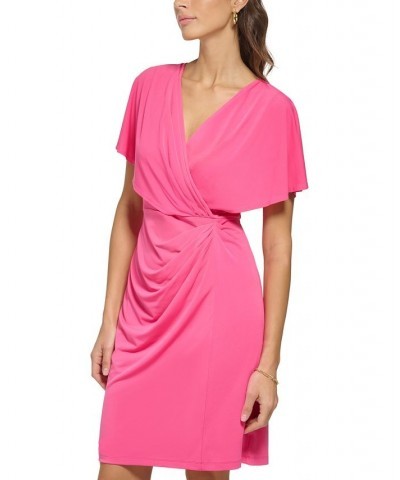 Draped Blouson A-Line Dress Pink $30.08 Dresses