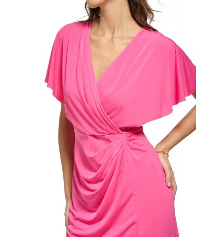 Draped Blouson A-Line Dress Pink $30.08 Dresses