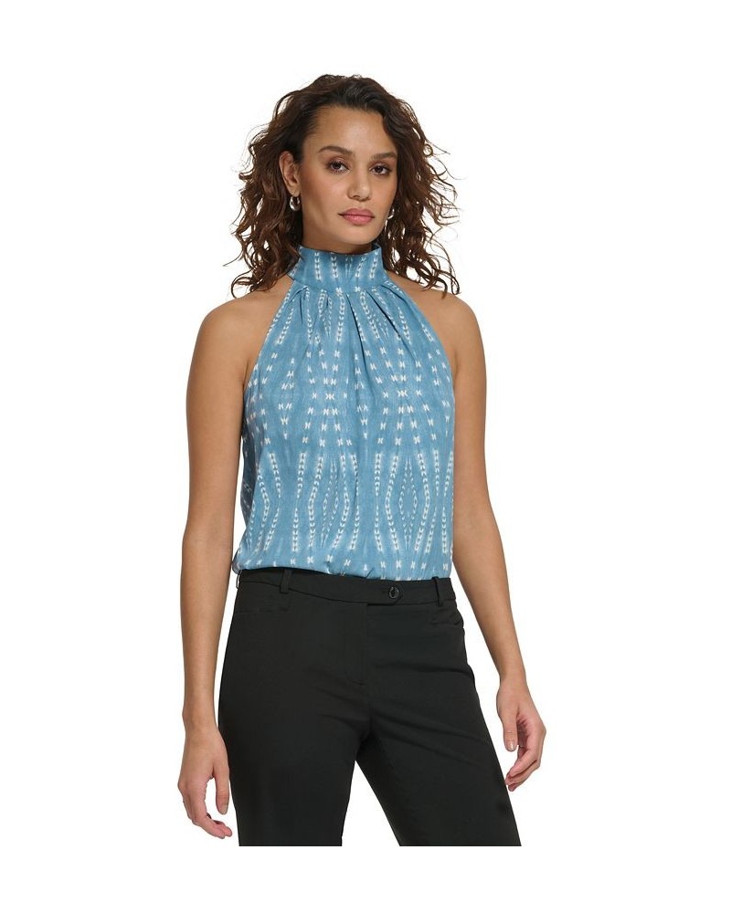 Women's Printed Mock-Neck Halter Top Dusk Multi $17.60 Tops