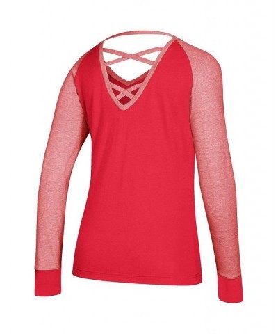 Women's Red New Jersey Devils Contrast Long Sleeve T-shirt Red $31.35 Tops