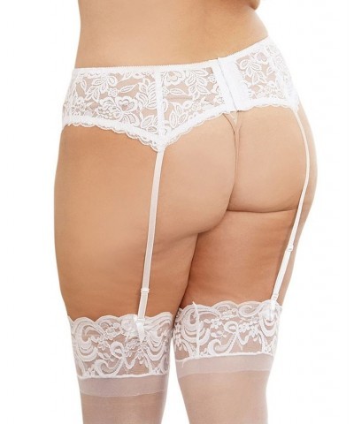 Women's Plus Size Sexy and Delicate Scalloped Lace Garter Belt Lingerie White $15.66 Lingerie