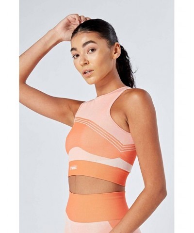 Women's Recycled Colour Block Body Fit Racer Crop Top - Coral Orange $24.38 Tops