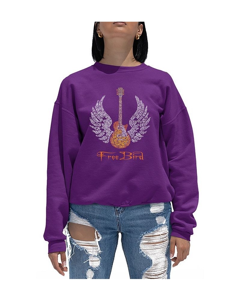 Women's Word Art Crewneck Lyrics To Freebird Sweatshirt Purple $20.00 Sweatshirts