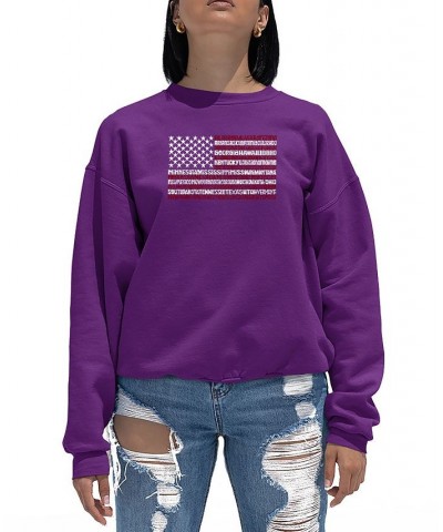 Women's Word Art Crewneck Sweatshirt Purple $27.99 Tops