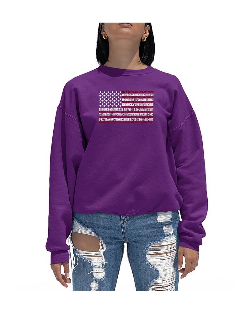 Women's Word Art Crewneck Sweatshirt Purple $27.99 Tops