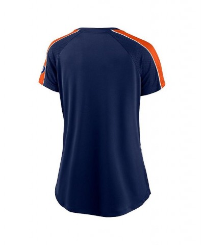 Women's Branded Navy and Orange Detroit Tigers True Classic League Diva Pinstripe Raglan V-Neck T-shirt Navy, Orange $37.09 Tops