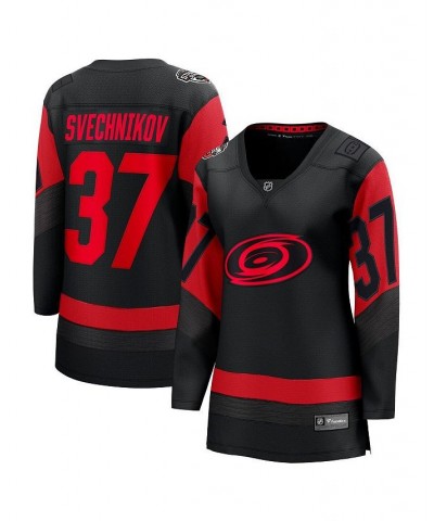 Women's Branded Andrei Svechnikov Black Carolina Hurricanes 2023 NHL Stadium Series Breakaway Player Jersey Black $57.75 Jersey