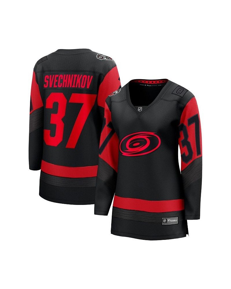 Women's Branded Andrei Svechnikov Black Carolina Hurricanes 2023 NHL Stadium Series Breakaway Player Jersey Black $57.75 Jersey