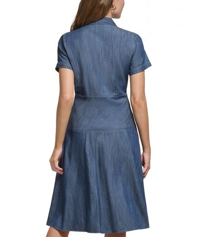 Women's Collared Chambray Shirtdress Dark Benson $56.28 Dresses