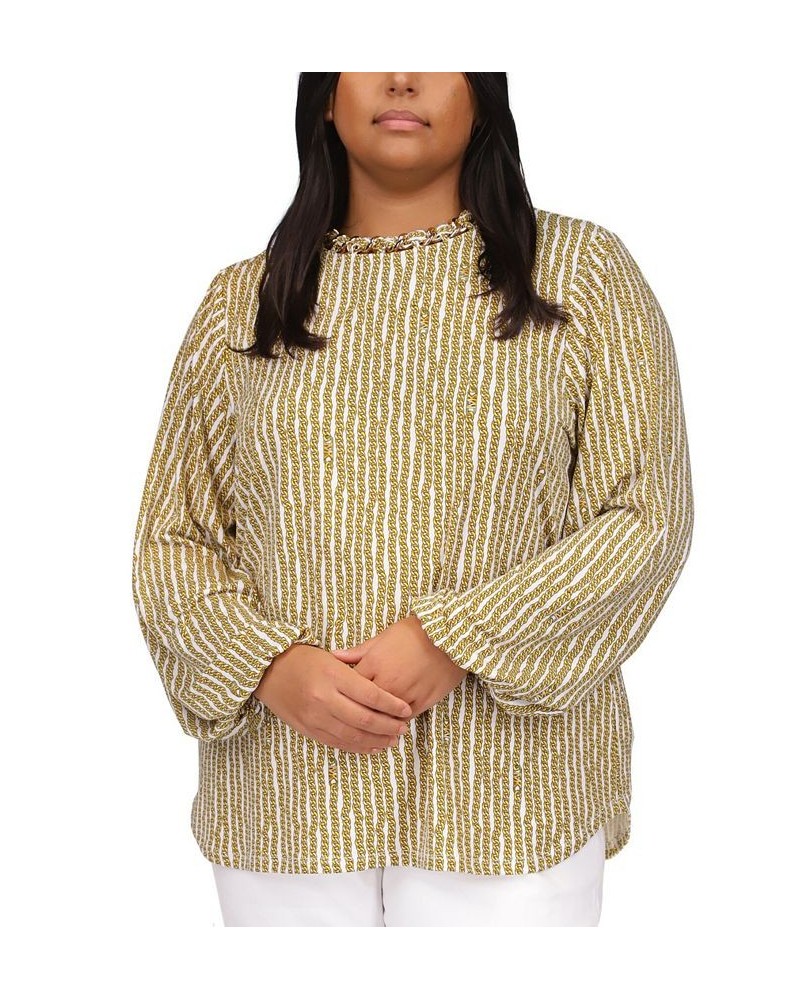 Plus Size Chain-Neck Long-Sleeve Top Buttercup $53.20 Tops