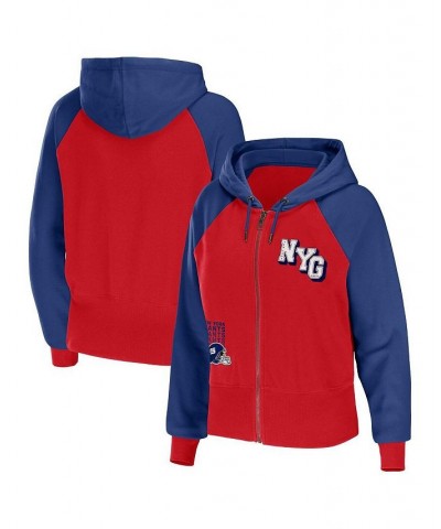 Women's Red New York Giants Colorblock Full-Zip Hoodie Red $40.50 Sweatshirts