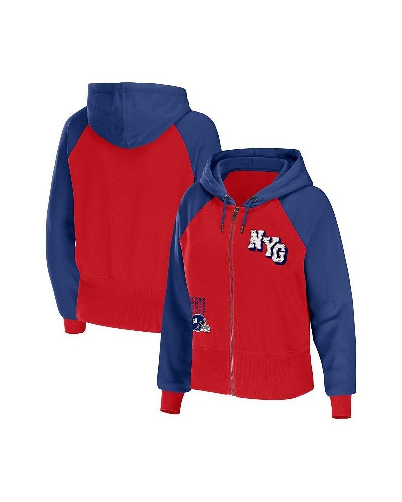 Women's Red New York Giants Colorblock Full-Zip Hoodie Red $40.50 Sweatshirts