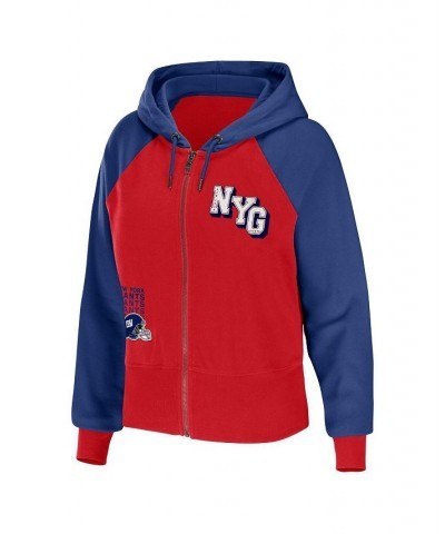 Women's Red New York Giants Colorblock Full-Zip Hoodie Red $40.50 Sweatshirts