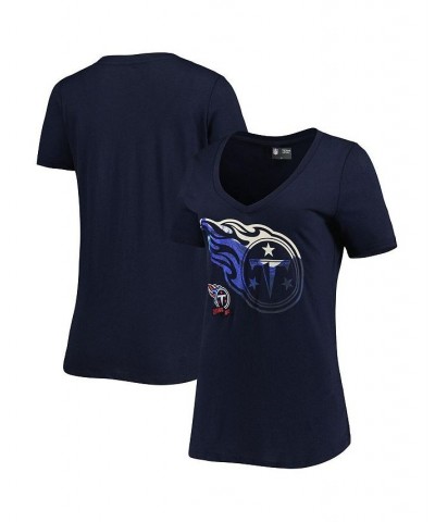 Women's Navy Tennessee Titans Ink Dye Sideline V-Neck T-shirt Navy $14.80 Tops