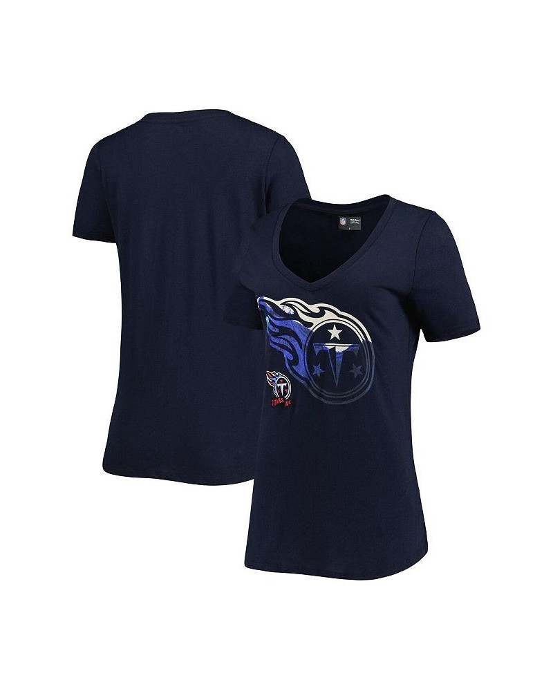 Women's Navy Tennessee Titans Ink Dye Sideline V-Neck T-shirt Navy $14.80 Tops