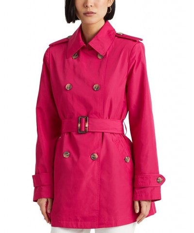 Women's Double-Breasted Trench Coat Pink $52.54 Coats