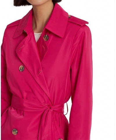 Women's Double-Breasted Trench Coat Pink $52.54 Coats