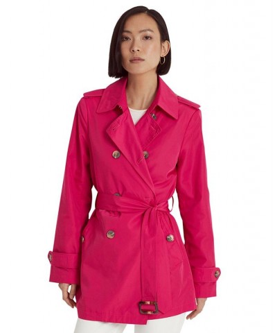 Women's Double-Breasted Trench Coat Pink $52.54 Coats