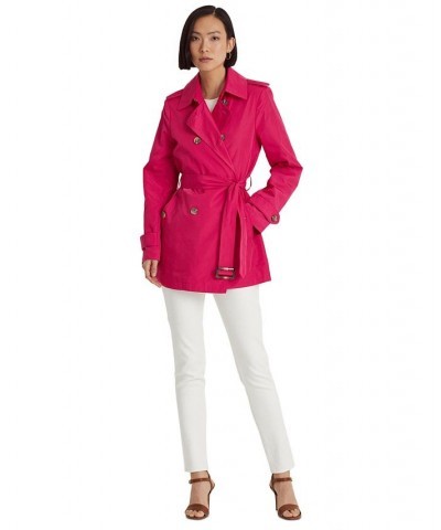 Women's Double-Breasted Trench Coat Pink $52.54 Coats