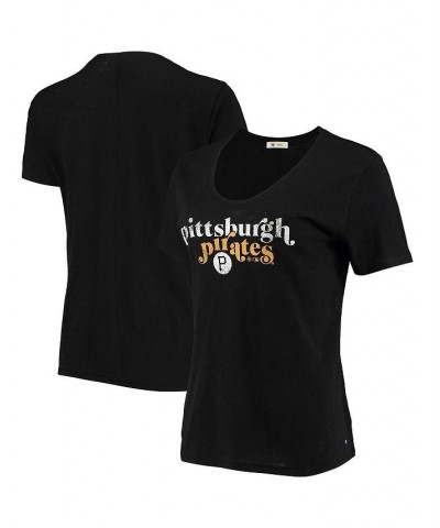 Women's '47 Black Pittsburgh Pirates Tidal Slub V-Neck T-shirt Black $24.90 Tops