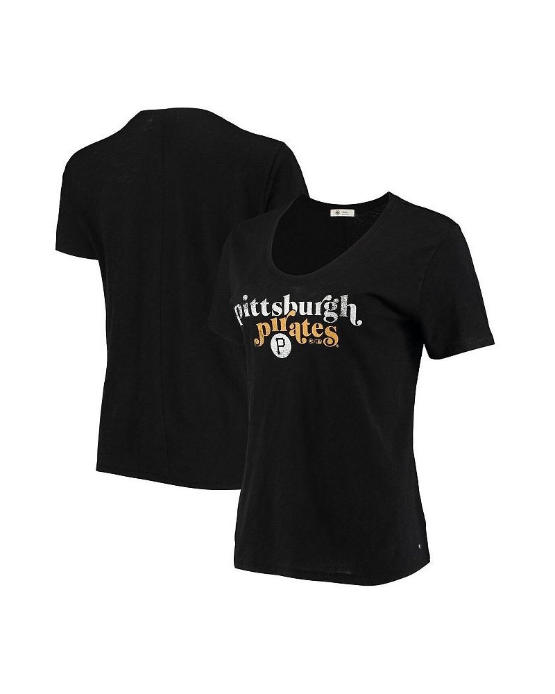 Women's '47 Black Pittsburgh Pirates Tidal Slub V-Neck T-shirt Black $24.90 Tops