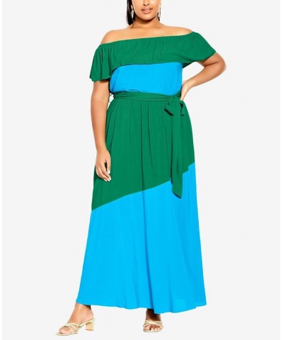 Trendy Plus Size Colourburst Maxi Dress Greenstone $41.28 Dresses