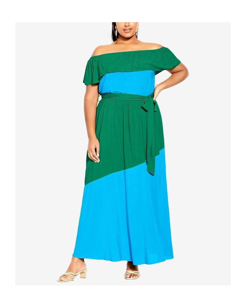 Trendy Plus Size Colourburst Maxi Dress Greenstone $41.28 Dresses