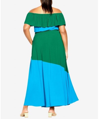 Trendy Plus Size Colourburst Maxi Dress Greenstone $41.28 Dresses