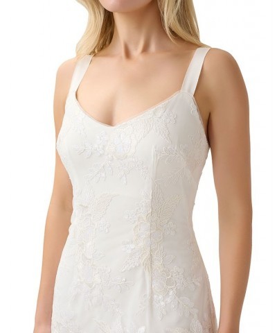 Women's Embroidered Ruffled-Hem Dress Ivory $89.87 Dresses