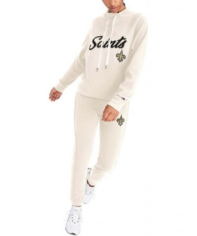 Women's Cream New Orleans Saints Zoey Raglan Pullover Sweatshirt Pants Lounge Set Cream $70.00 Outfits