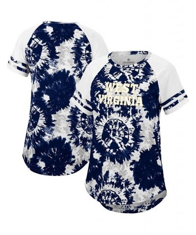 Women's Navy White West Virginia Mountaineers Annie Oversized Tie-Dye Raglan T-shirt Navy, White $16.40 Tops