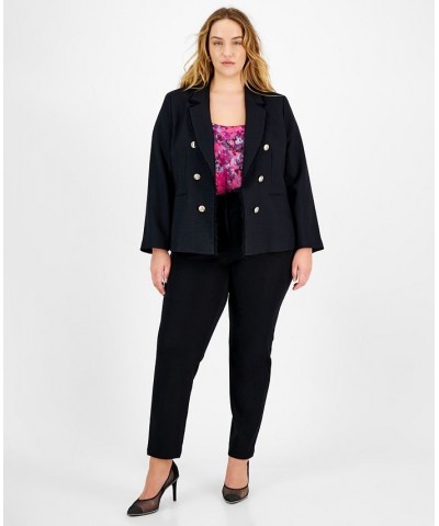 Plus Size Faux Double-Breasted Tweed Blazer Black $42.03 Jackets