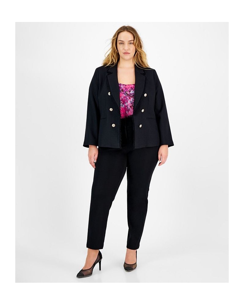 Plus Size Faux Double-Breasted Tweed Blazer Black $42.03 Jackets