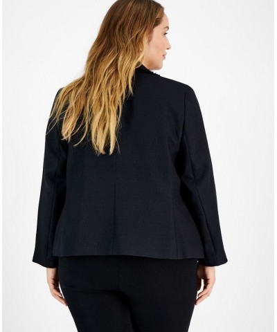 Plus Size Faux Double-Breasted Tweed Blazer Black $42.03 Jackets