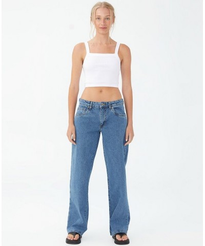Women's Low Rise Straight Jeans Offshore Blue $30.10 Jeans