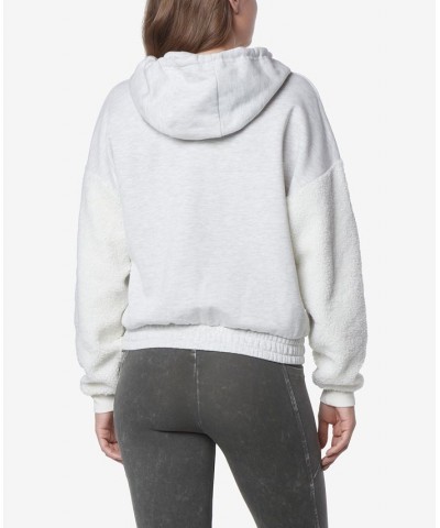 Women's Long Sleeve Color Blocked Hoodie White $24.11 Tops