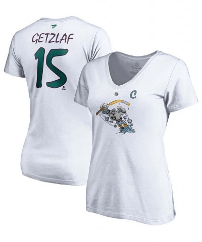 Women's Ryan Getzlaf White Anaheim Ducks 2020/21 Special Edition Authentic Stack Name Number V-Neck T-shirt White $22.67 Tops