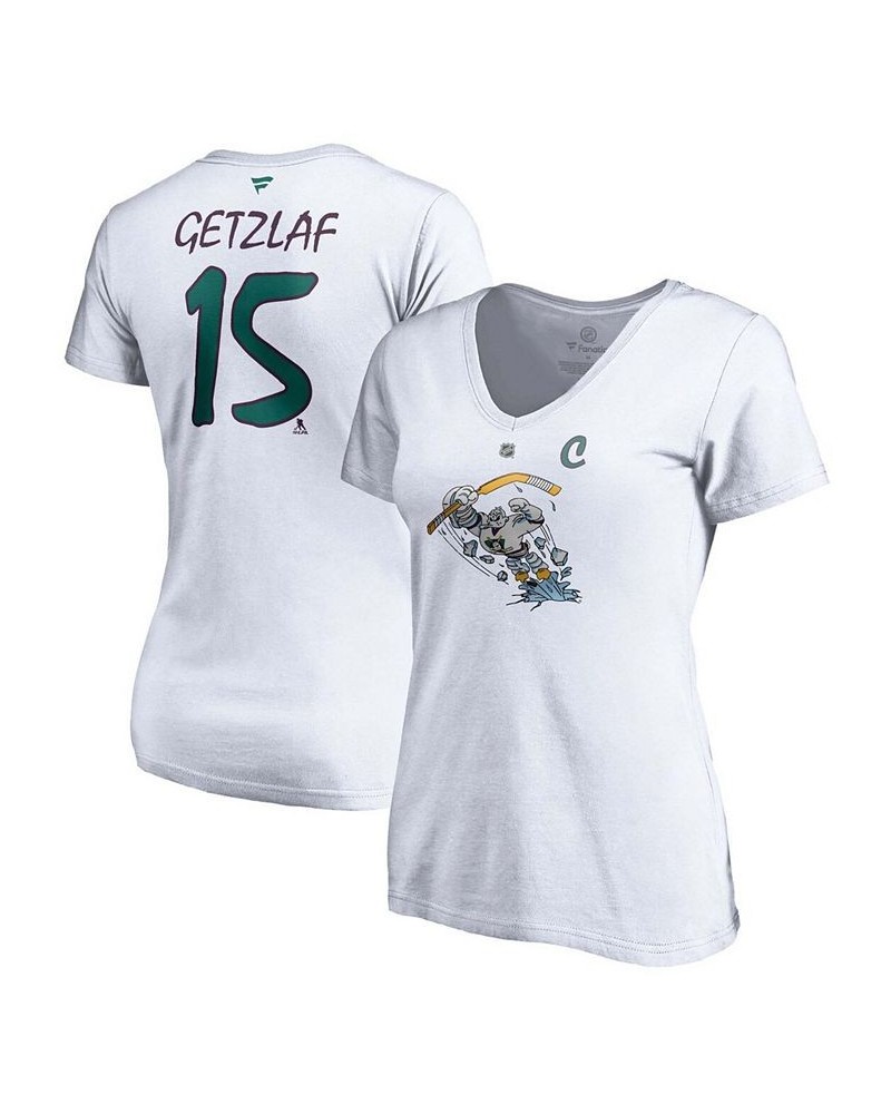 Women's Ryan Getzlaf White Anaheim Ducks 2020/21 Special Edition Authentic Stack Name Number V-Neck T-shirt White $22.67 Tops