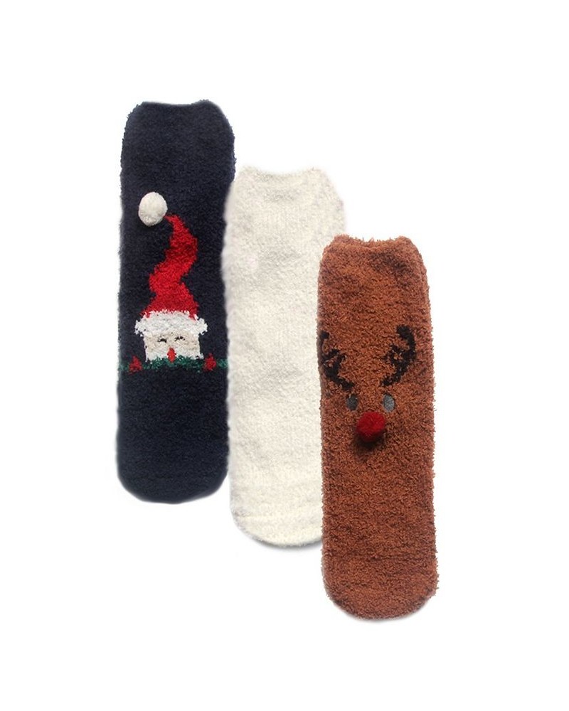 Women's Three Pair Pack Cozy Socks Multi - Christmas $17.48 Socks