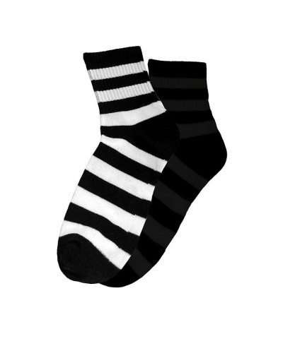Women's Bold Black and White Stripe Crew Socks Pack of 2 Black & White $9.89 Socks
