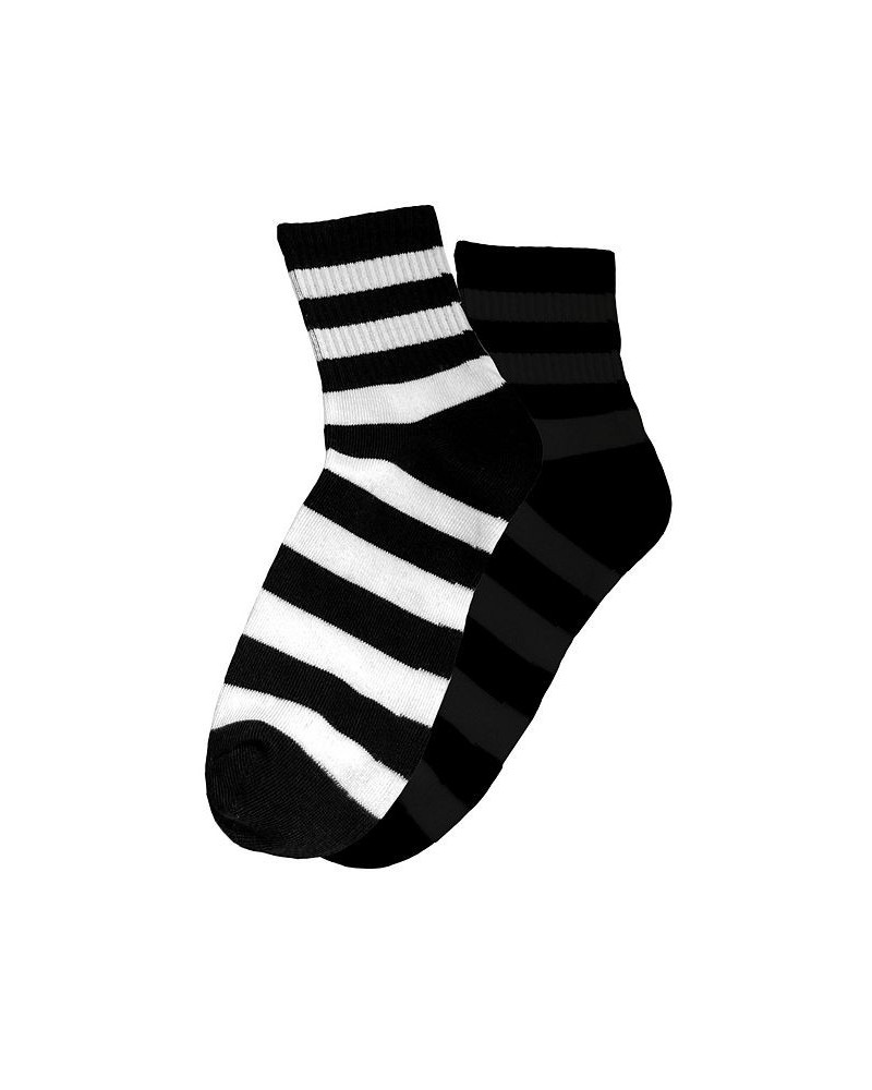 Women's Bold Black and White Stripe Crew Socks Pack of 2 Black & White $9.89 Socks